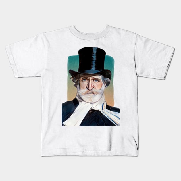 Italian Composer Giuseppe Verdi illustration Kids T-Shirt by Litstoy 